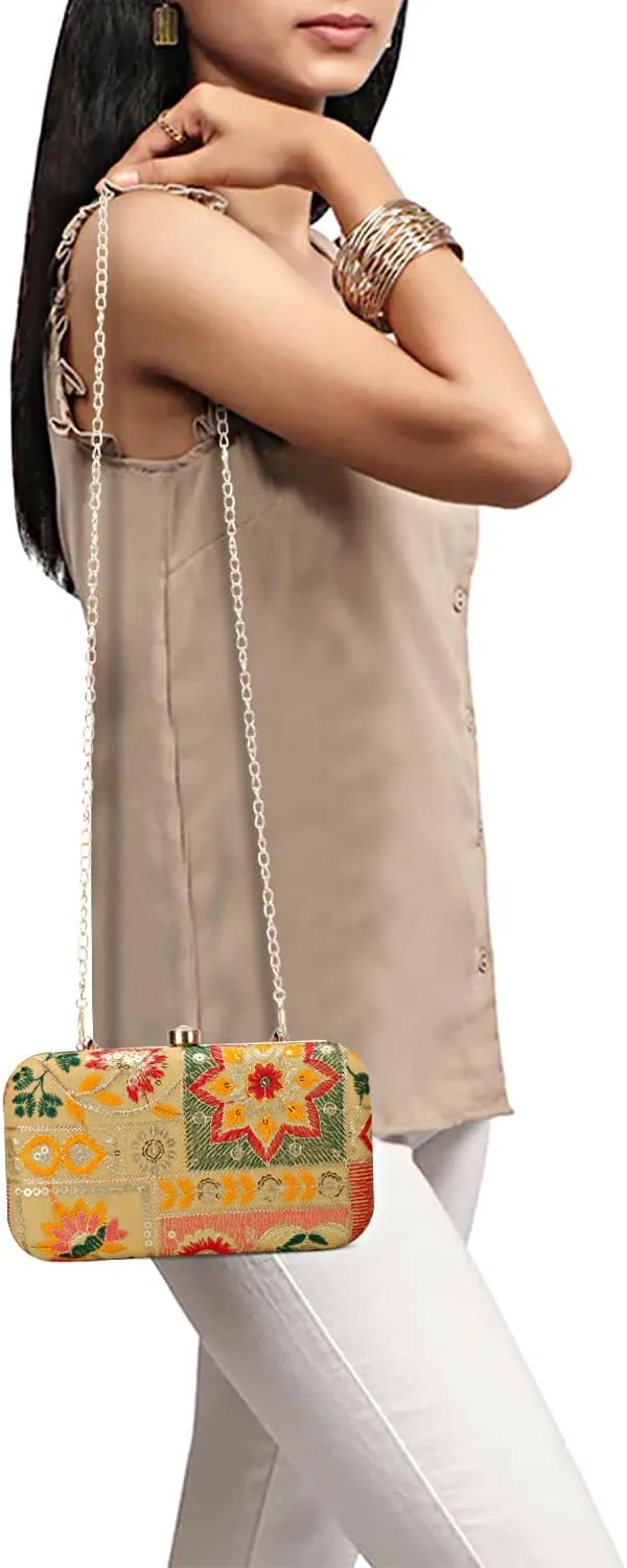Hand Crafted LONGING TO BUY Designer Box Clutch - Zari Embroidery Hand Clutch