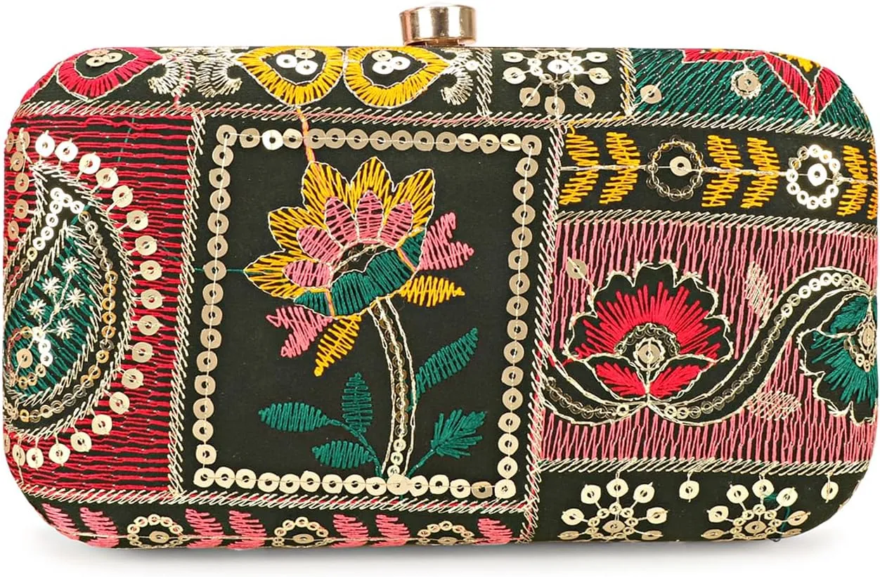 Hand Crafted LONGING TO BUY Designer Box Clutch - Zari Embroidery Hand Clutch