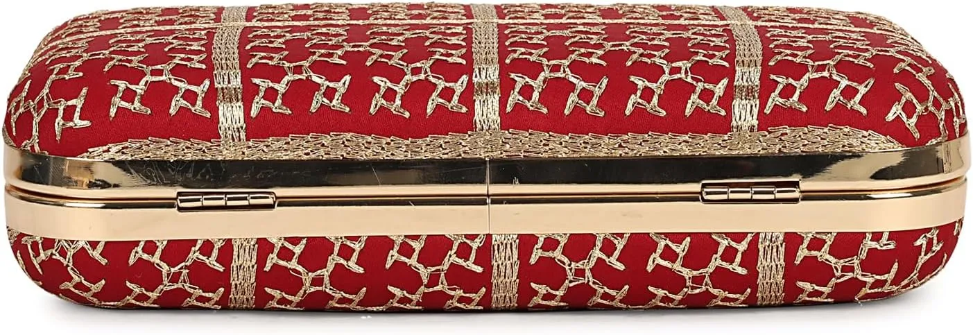 Hand Crafted LONGING TO BUY Designer Box Clutch - Zari Embroidery Hand Clutch