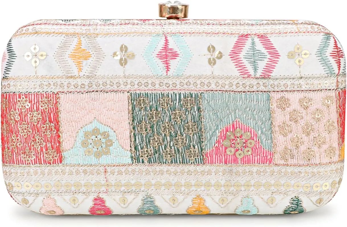 Hand Crafted LONGING TO BUY Designer Box Clutch - Zari Embroidery Hand Clutch