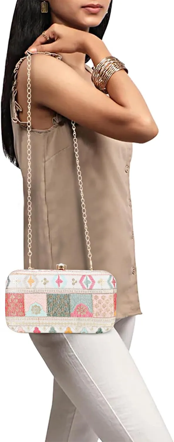 Hand Crafted LONGING TO BUY Designer Box Clutch - Zari Embroidery Hand Clutch