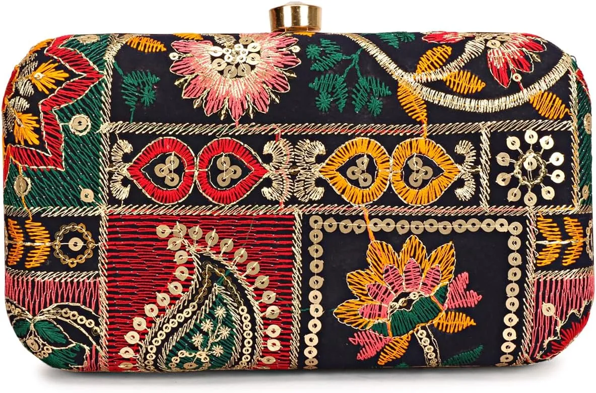 Hand Crafted LONGING TO BUY Designer Box Clutch - Zari Embroidery Hand Clutch