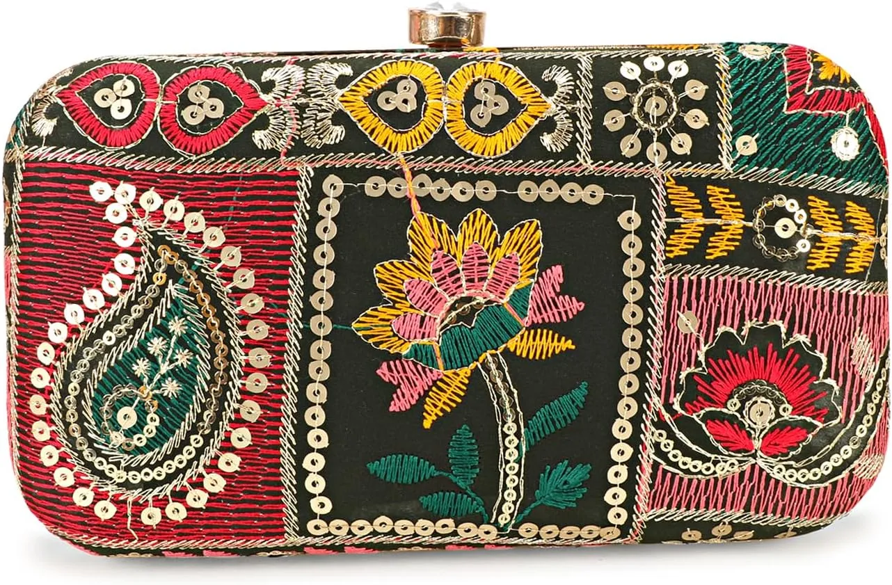 Hand Crafted LONGING TO BUY Designer Box Clutch - Zari Embroidery Hand Clutch