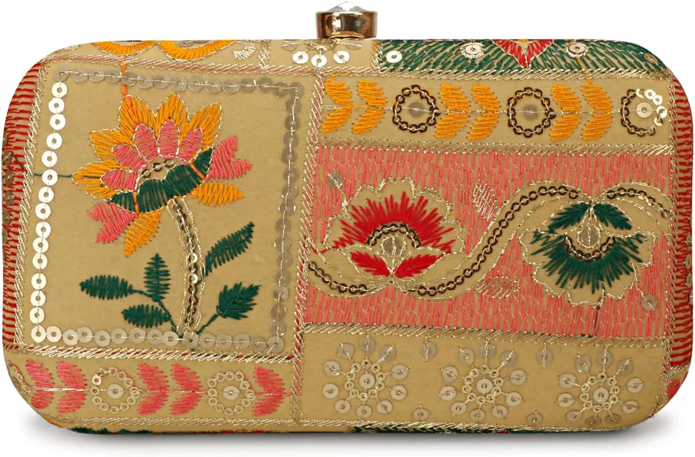 Hand Crafted LONGING TO BUY Designer Box Clutch - Zari Embroidery Hand Clutch