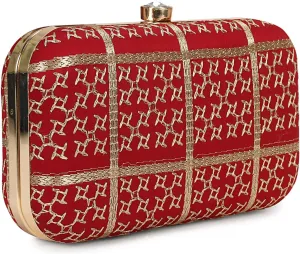 Hand Crafted LONGING TO BUY Designer Box Clutch - Zari Embroidery Hand Clutch