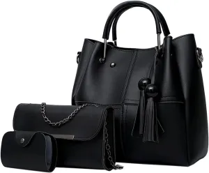 Handbags and Purses for Women Fashion Tote Bags Tassle Shoulder Bag Top Handle Satchel Purse Set 3pcs