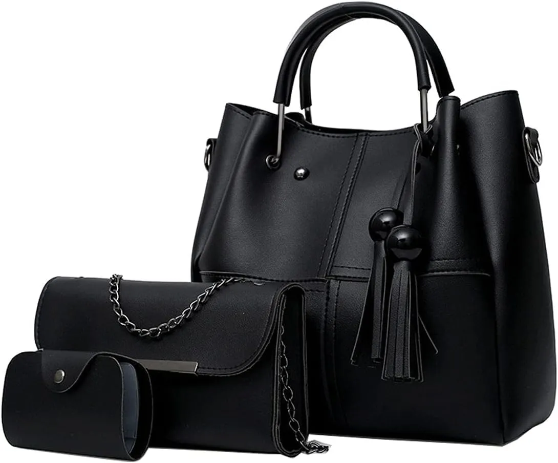 Handbags and Purses for Women Fashion Tote Bags Tassle Shoulder Bag Top Handle Satchel Purse Set 3pcs