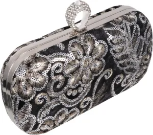 Handmade Banquet Bag Unique Flower Embroidery Evening Purse Rhinestone Party Bag Suitable for Wedding Dinner