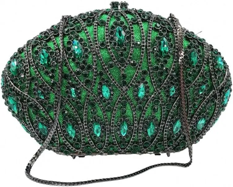 Handmade Dinner Bag Metal Hard Box Rhinestones Banquet Dress Clutch Bag