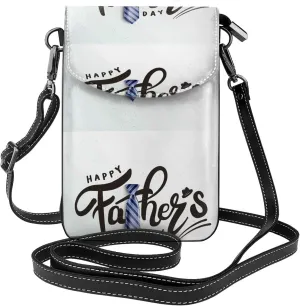 Happy Father's Day Print Small Crossbody Bags for Women Leather Cell Phone Purses Mini Leather Shoulder Handbag Adjustable Strap