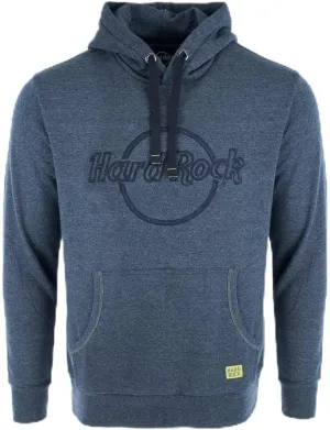 Hard Rock Unisex Embroidered Logo Hoodie, Denim Blue