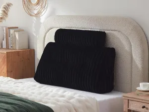 Headboard Pillow   A Long Neck Roll Pillow Body Pillow，Faux Fur Headboard Wedge Pillow with Removable Cover (Black, Twin：39x8x20 inches)
