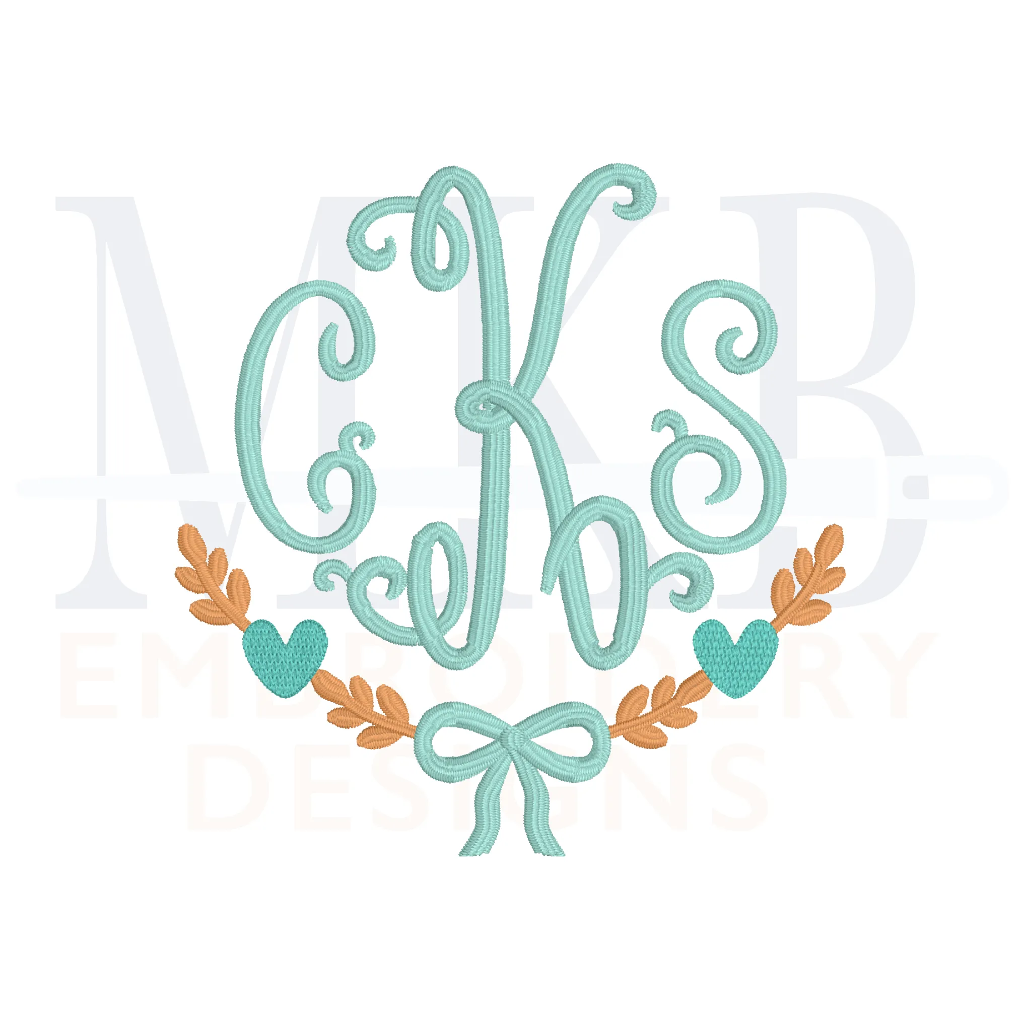 Heart Bow Laurel, Machine Embroidery Design