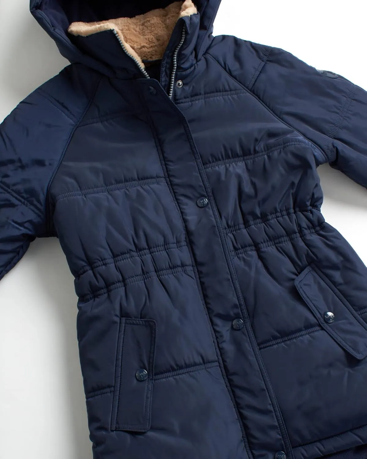 Heavyweight Bubble Puffer Winter Jacket - Anorak Ski Jacket with Cinched Waist and Sherpa Fur Hood
