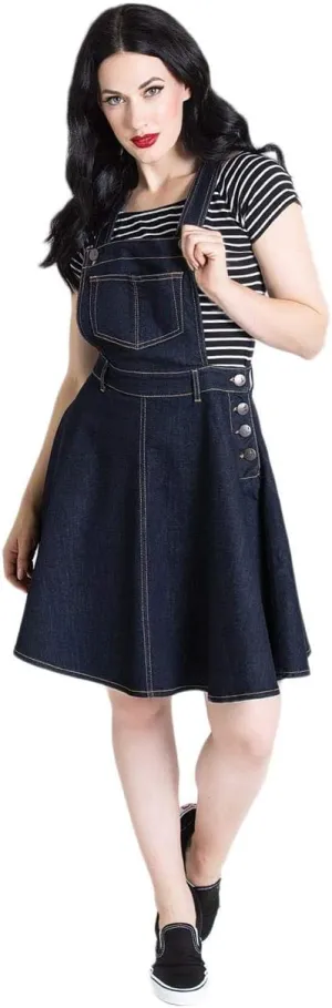 Hell Bunny Dakota Denim Pinafore Dress