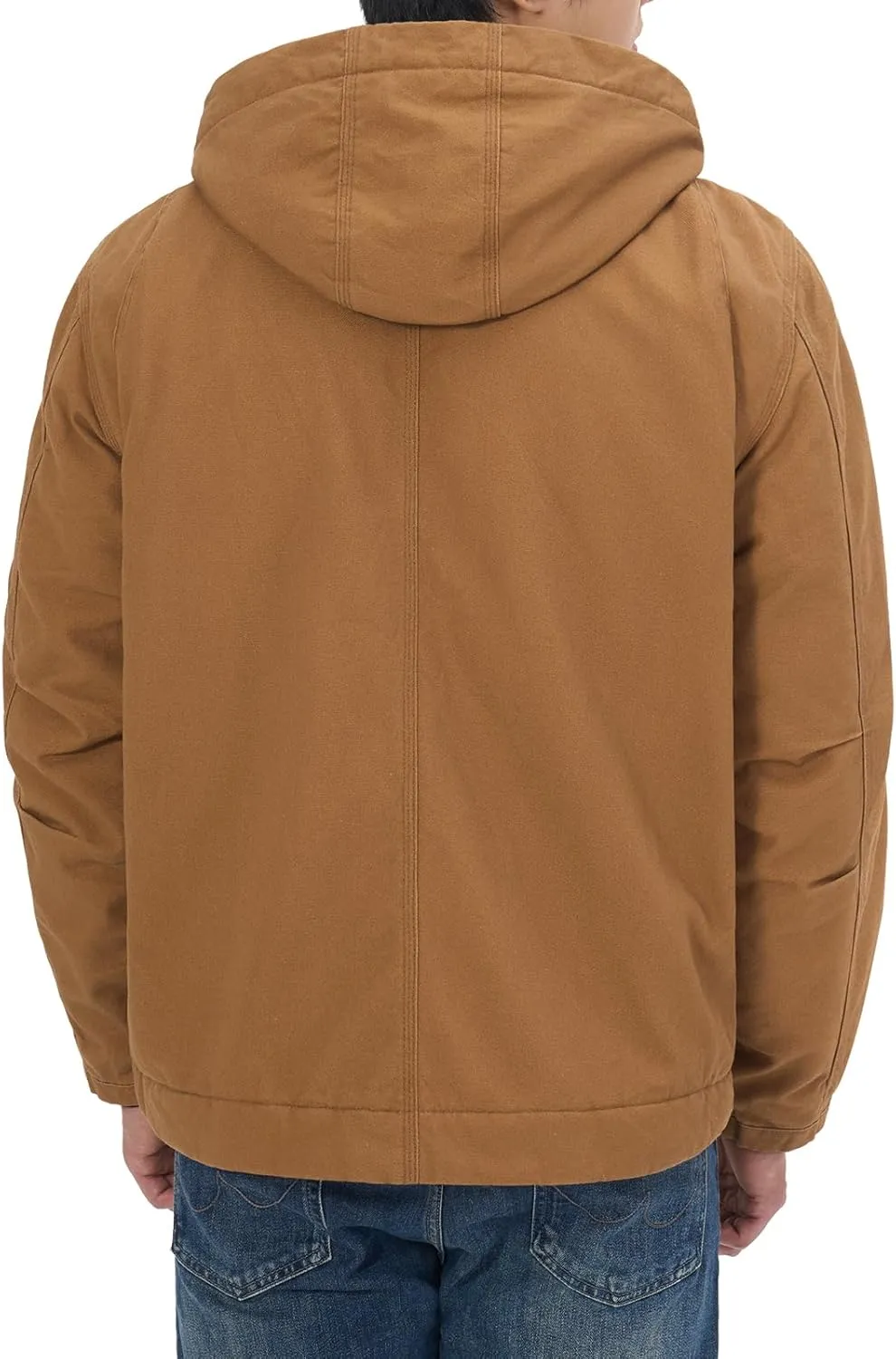 HISEA Men's Duck Sherpa-Lined Jacket Relaxed Fit Mens Winter Insulated Canvas Hooded Work Utility Jacket with Pockets