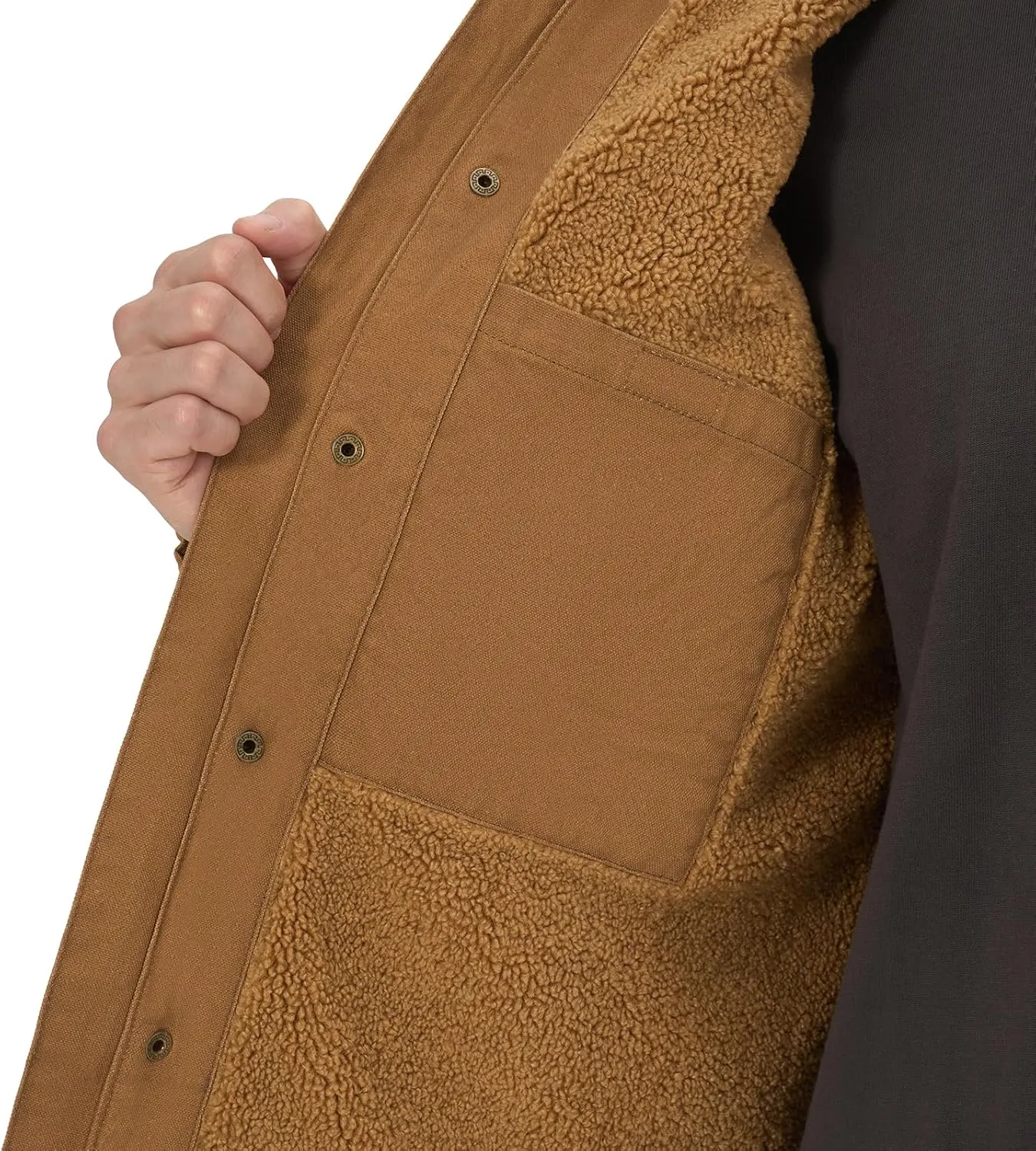 HISEA Men's Duck Sherpa-Lined Jacket Relaxed Fit Mens Winter Insulated Canvas Hooded Work Utility Jacket with Pockets
