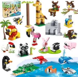 HOGOKIDS Party Favors for Kids - 20 Pack Animals Building Blocks Toy for Easter Gifts Goodie Bags Stocking Stuffer Classroom Prizes Building Set, Valentines Day Birthday Gift for Boys Girls Ages 6-12