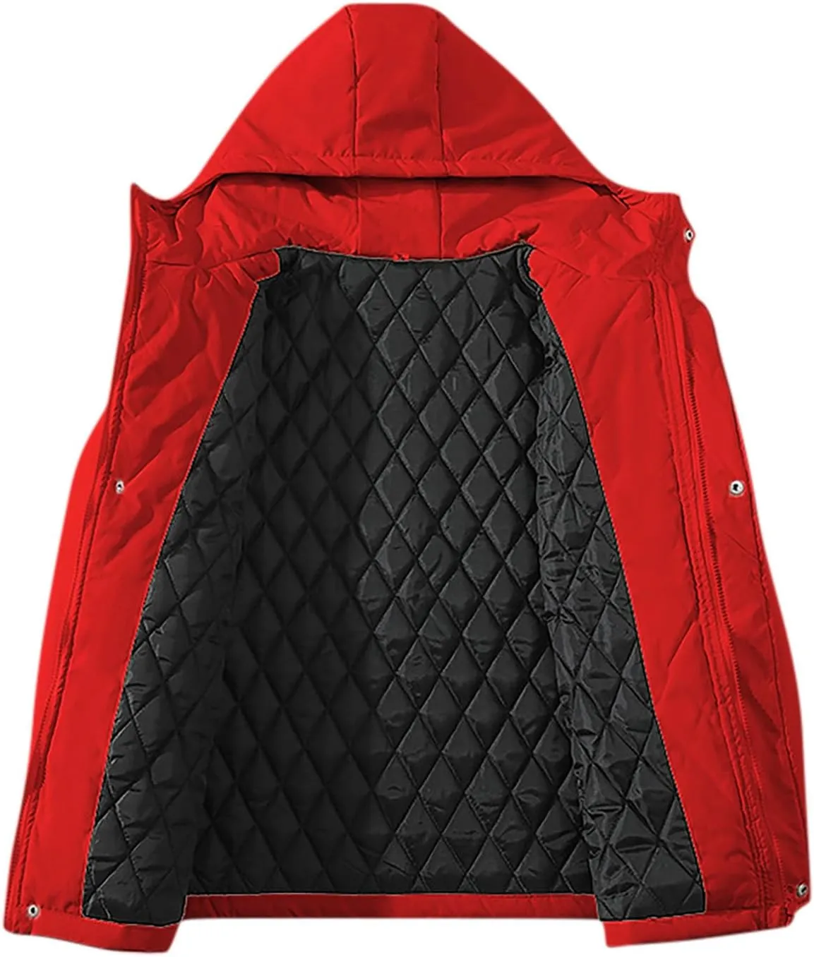 Hooded Puffer Jacket for Men Winter Warm Winter Lightweight Coat Water Repellent Windproof Insulated Jacket Outwear