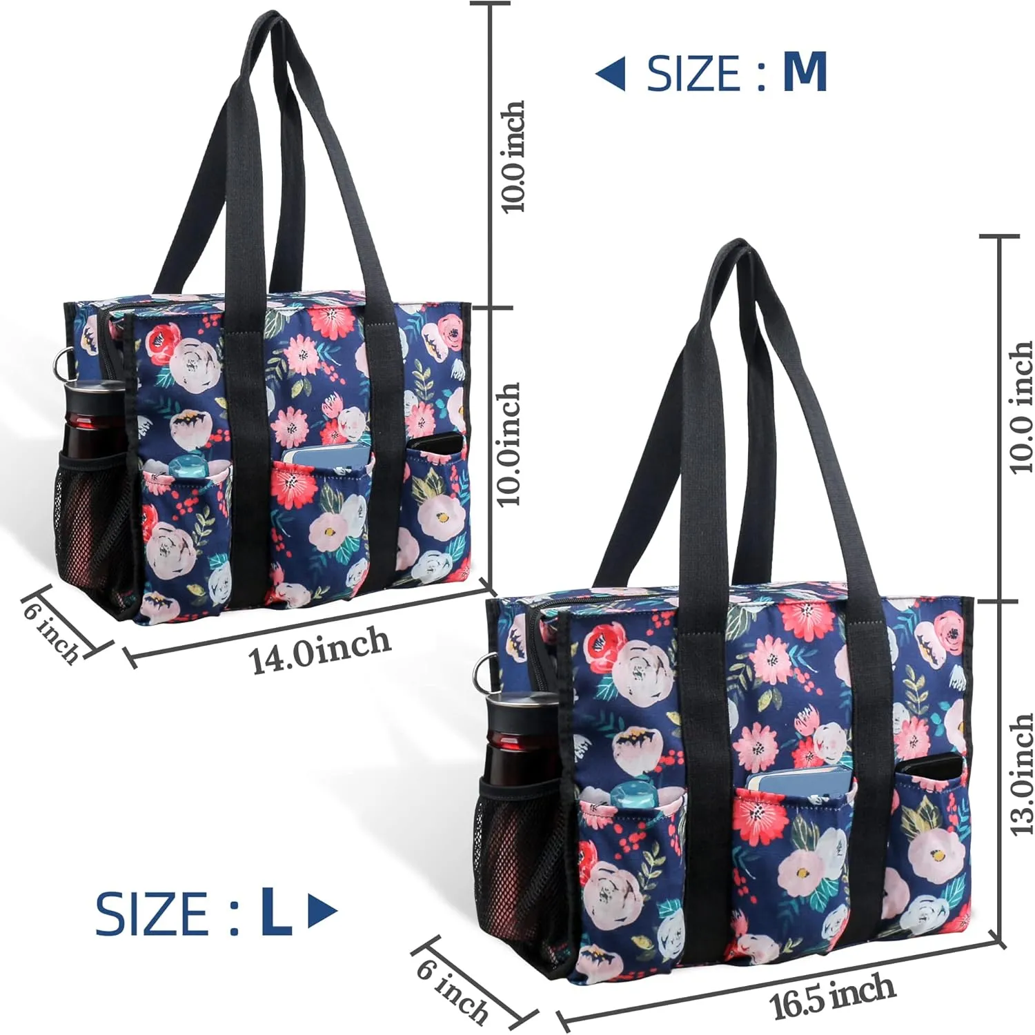 HoogaLife Nurse Bag for Work - Waterproof, Lightweight, Large Portable Bag with 14 Internal Pockets