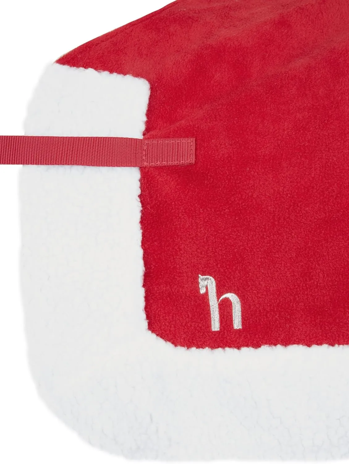 HORZE Santa Christmas Fleece Horse Quarter Sheet Riding Blanket with Faux Fur - Red - Pony