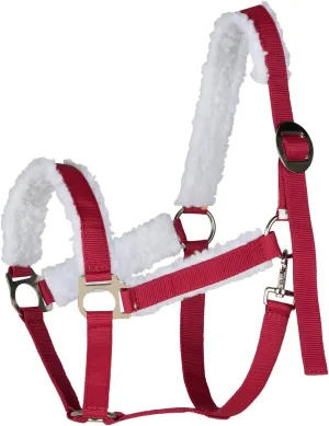 HORZE Santa Halter | Faux Fur Adjustable Christmas Horse Halter - Red - Pony
