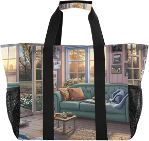 House Garden Lamp Large Tote Bags for Women Canvas Tote Purse Reusable Grocery Bags Top Handle Handbags for Travel, Work