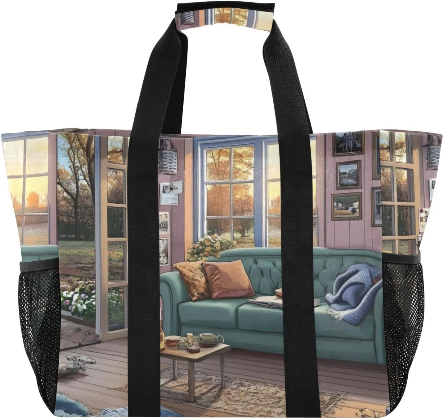 House Garden Lamp Large Tote Bags for Women Canvas Tote Purse Reusable Grocery Bags Top Handle Handbags for Travel, Work