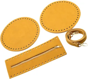 Housoutil DIY Tote Bag Making Kit 4 Pc Bag Strap Set for Purse Knit Shoulder Pu Leather Bottom Zipper Cover