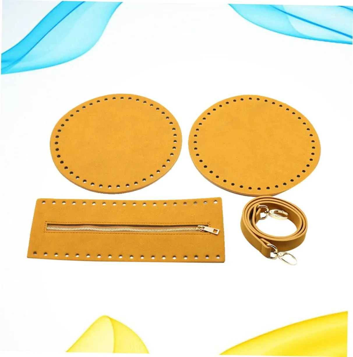 Housoutil DIY Tote Bag Making Kit 4 Pc Bag Strap Set for Purse Knit Shoulder Pu Leather Bottom Zipper Cover