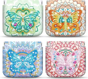 Hsei 4 Pcs Diamond Painting Coin Purse Pouch Leather DIY Rhinestone Paint Handmade Clutch Change Holder Change Purse Diamond Painting Bags for Adults Women Craft Makeup (Mandala, Butterfly)