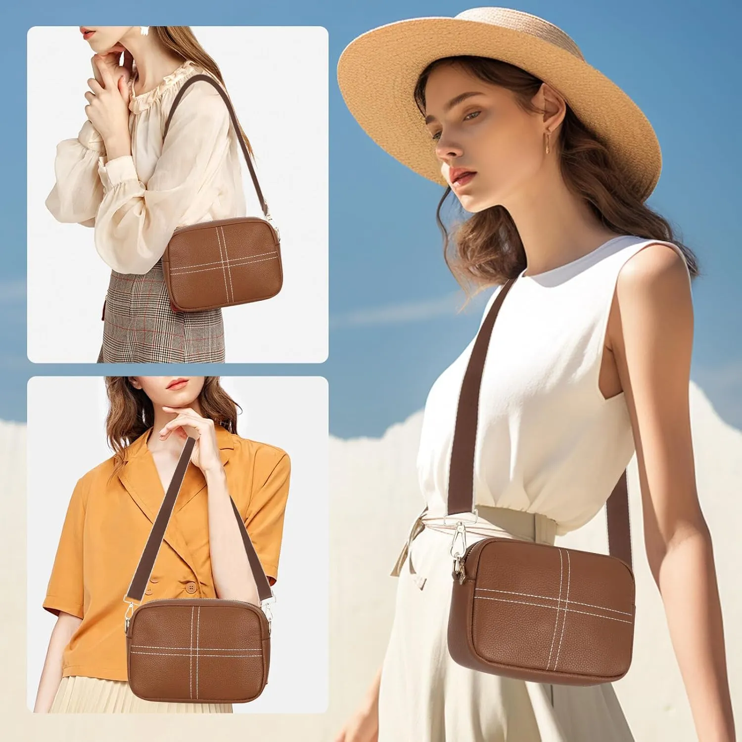 HUA ANGEL Quilted Crossbody Bags for Women, Trendy Small Crossbody Travel Purses Vegan Leather Cellphone Shoulder Handbags