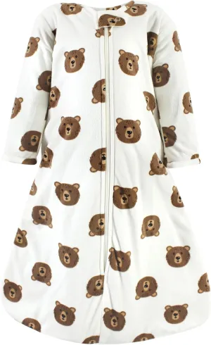 Hudson Baby Unisex Baby Long Sleeve Plush Faux Fur Sleeping Bag, Wearable Blanket, Brown Bear, 6-12 Months