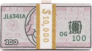 Hundred Dollar Bill Box Clutch Handbag Shoulder Bag Crossbody Bag Rhinestone Handbag