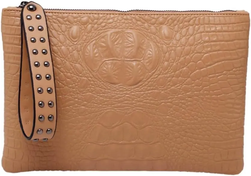 IAMUHI Women Faux Leather Crocodile Envelope Clutch Bag Wristlet Zipper Evening Handbag Wallet Purse
