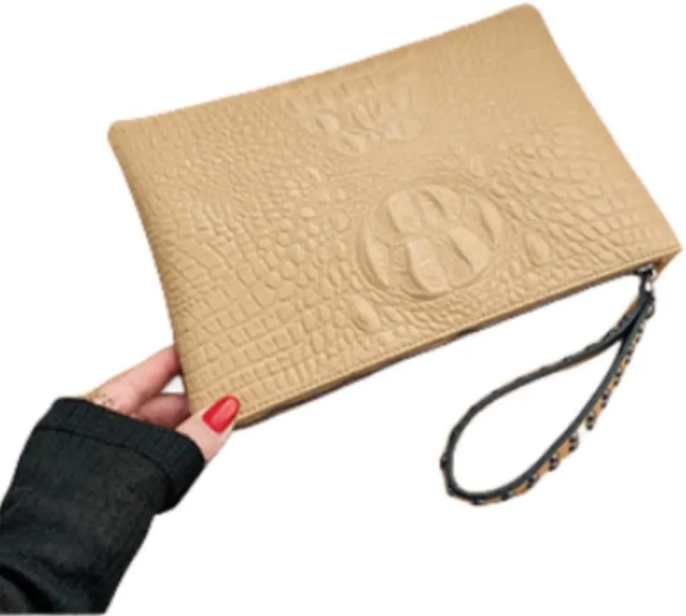 IAMUHI Women Faux Leather Crocodile Envelope Clutch Bag Wristlet Zipper Evening Handbag Wallet Purse