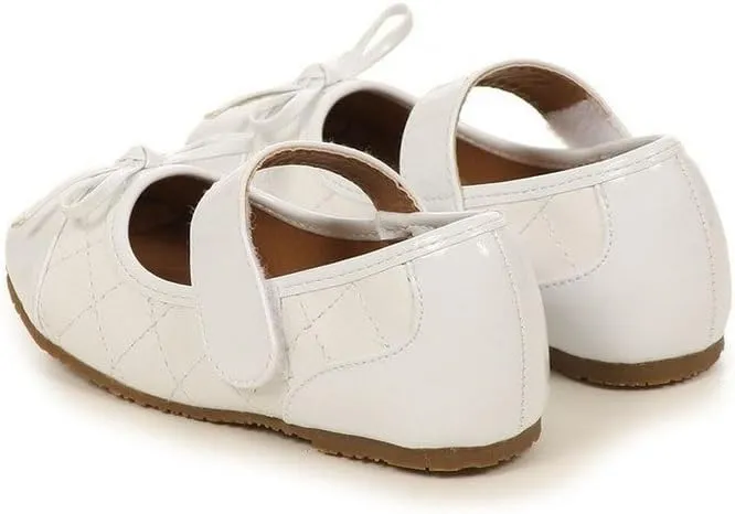 iGirlDress Baby Girls Quilted Bow Strap Mary Jane Dress Shoes (Size 3Baby-3Youth)