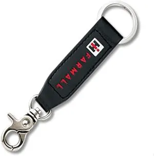 IH Farmall Leather Strap Key Chain Black