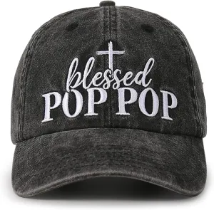 InnoBeta Blessed Pop Pop Gifts Hat for Grandpa, Poppop Gifts for Fathers Day, Christmas, Birthday, Adjustable Embroidered Baseball Cap