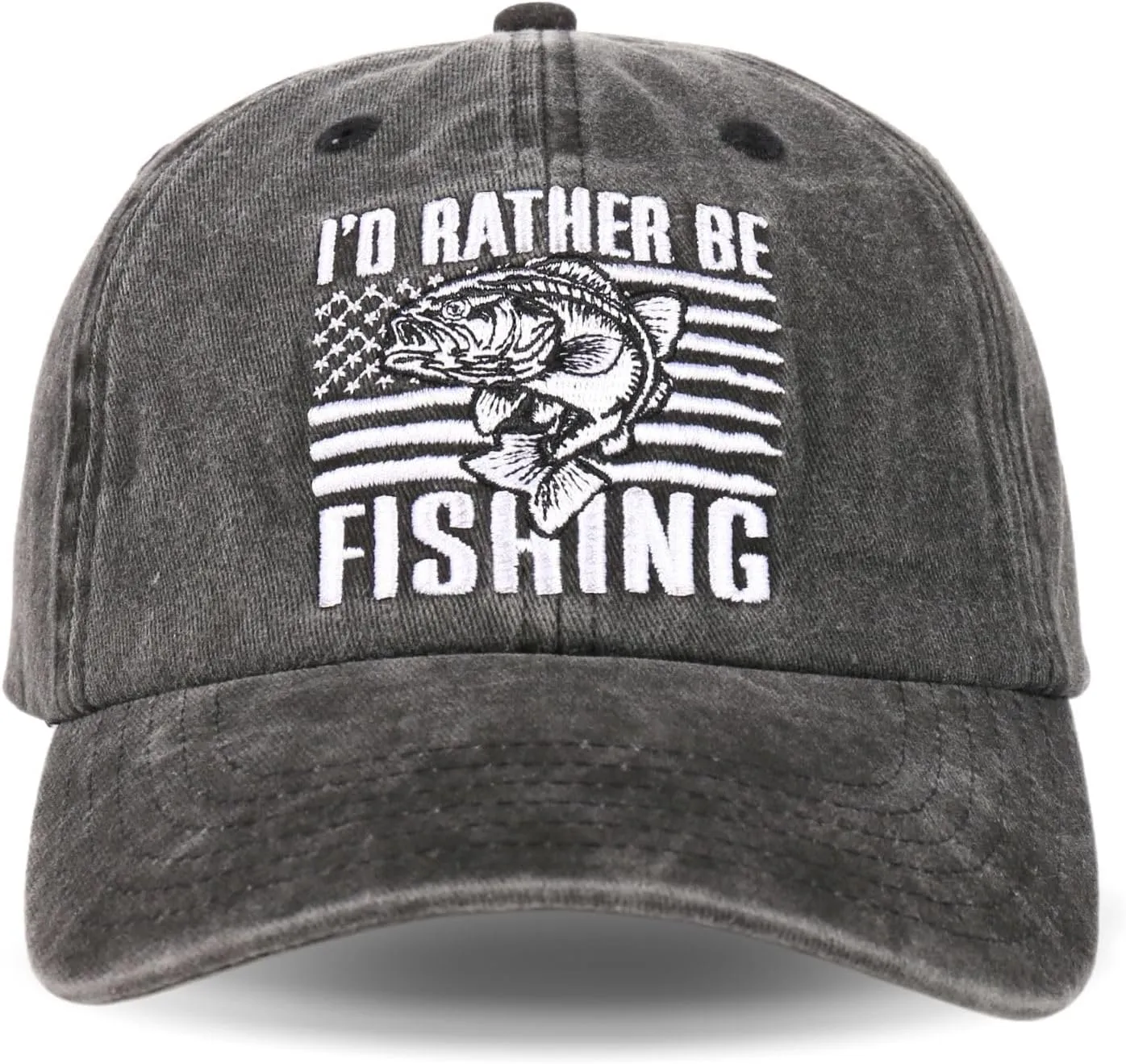 InnoBeta Fishing Gifts Cap for Men, Fishing Lovers, Funny Adjustable Embroidered Fishmen Gifts for Birthday, Christmas Black