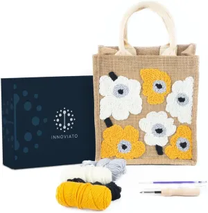 Innoviato - Punch Needle Kit for Beginners – Complete Embroidery Tote Bag Set for Adults & Kids with Easy Instructions & Video Tutorial, Includes a Unique Pattern
