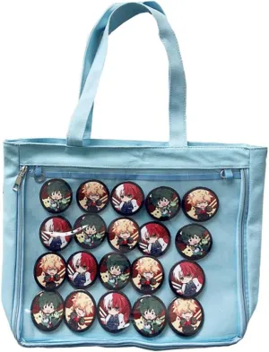 Ita Tote Bag Clear Window for Pins Shoulder Bag Handbag Bag DIY, Cosplay Stachel Tote