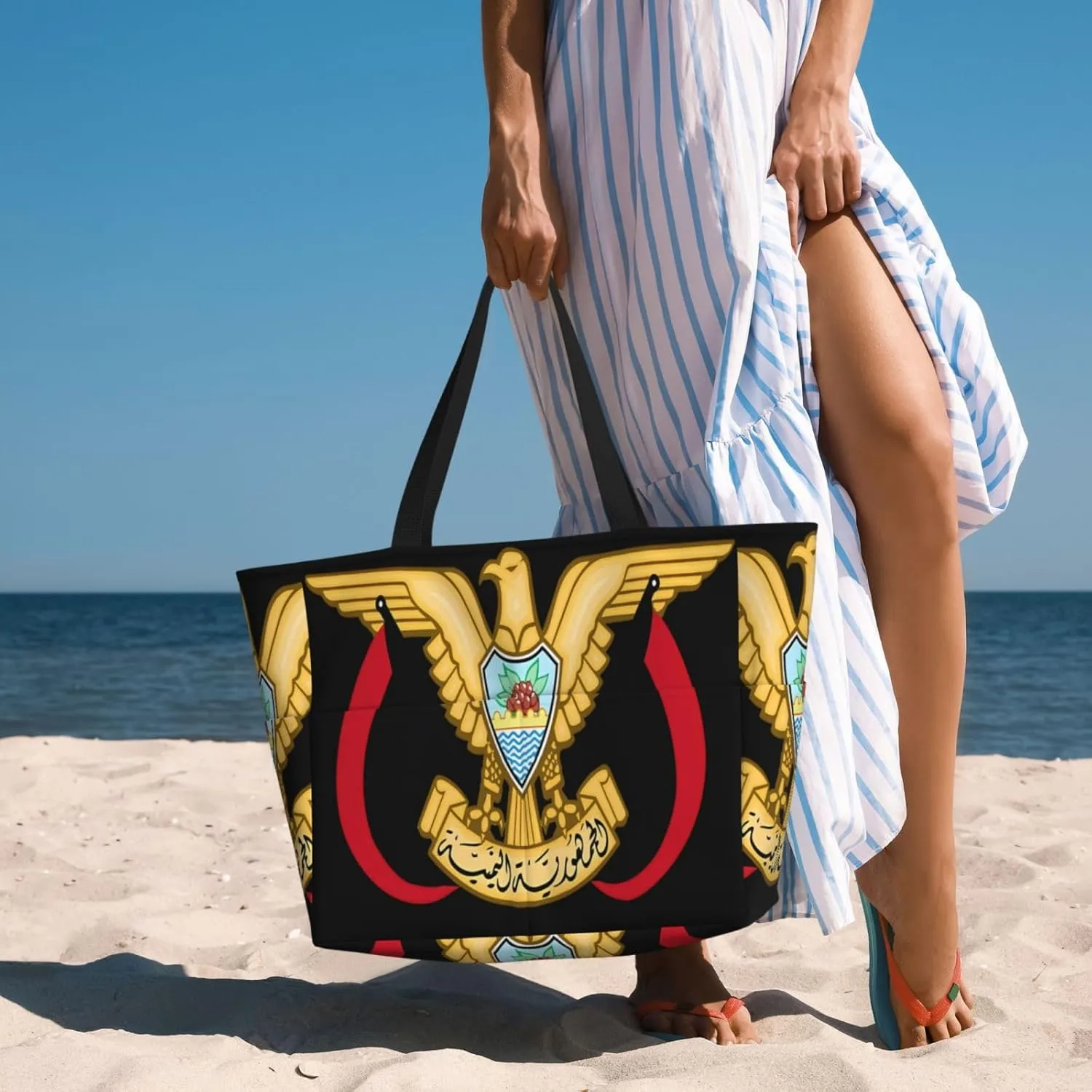 Jamaica With American Tote Bag With 8 Storage Pockets Top Zip Shoulder Bag Handbag For Travel Work Women