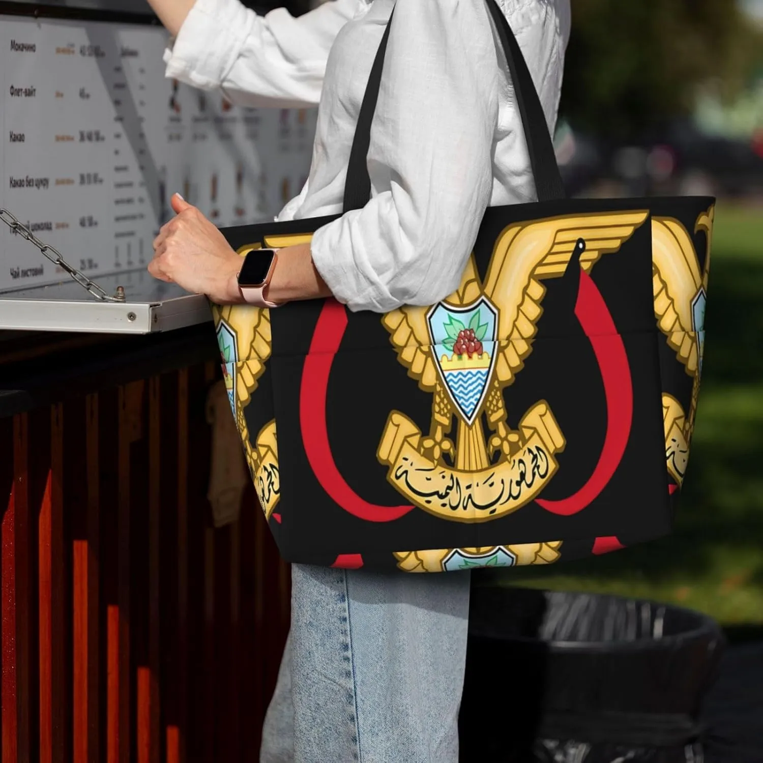 Jamaica With American Tote Bag With 8 Storage Pockets Top Zip Shoulder Bag Handbag For Travel Work Women