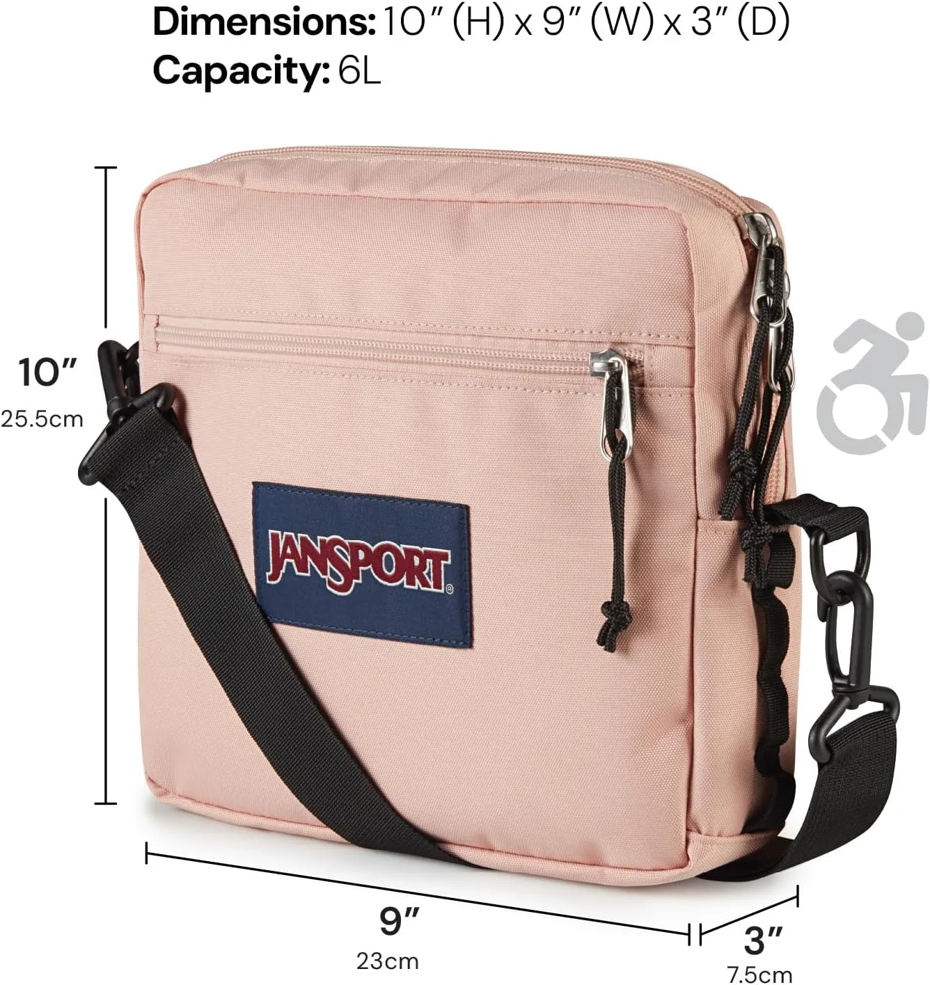 JanSport Central Adaptive Accessory Bag – Wheelchair & Walker Compatible, Versatile Carry Options, Tuck-Away Adjustable Loops, SaniStash Pocket for Easy Access, Black
