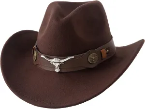 Jastore Kids Western Hats Boys Girls Cowboy Felt Hat Jazz Fedora Cowgirl Hats with Belt Buckle