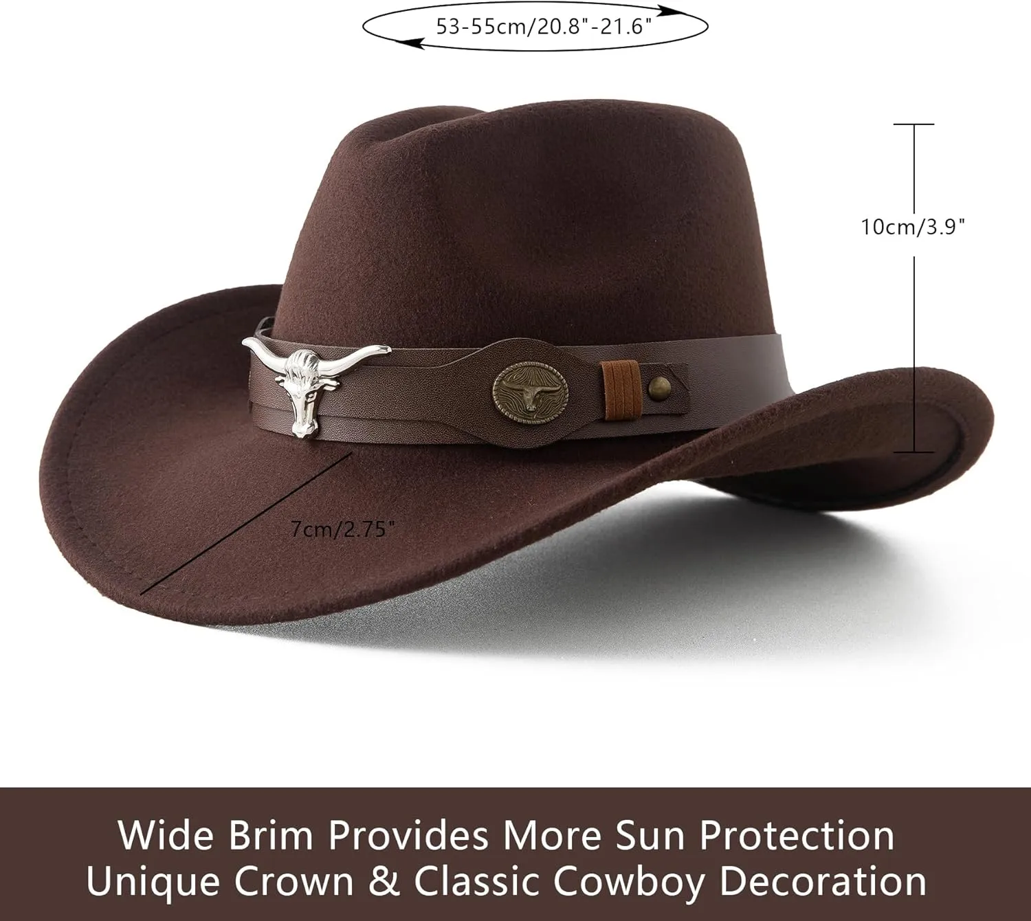 Jastore Kids Western Hats Boys Girls Cowboy Felt Hat Jazz Fedora Cowgirl Hats with Belt Buckle