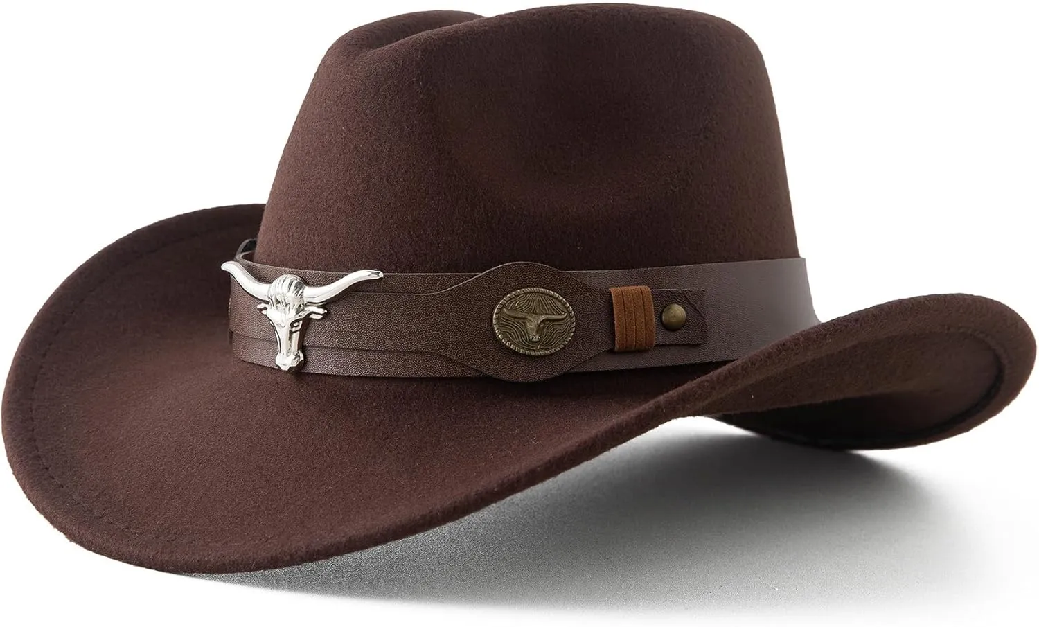 Jastore Kids Western Hats Boys Girls Cowboy Felt Hat Jazz Fedora Cowgirl Hats with Belt Buckle