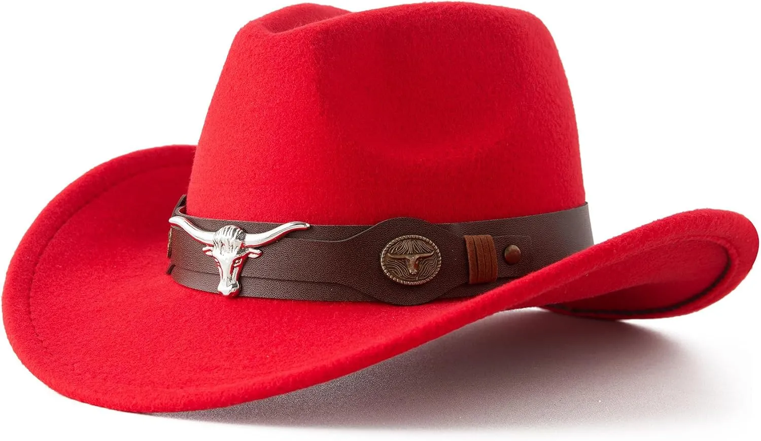 Jastore Kids Western Hats Boys Girls Cowboy Felt Hat Jazz Fedora Cowgirl Hats with Belt Buckle