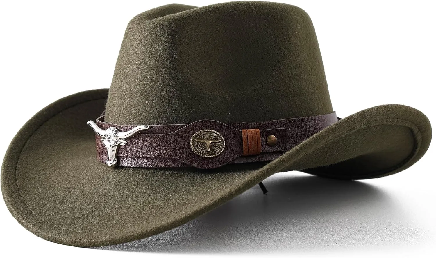 Jastore Kids Western Hats Boys Girls Cowboy Felt Hat Jazz Fedora Cowgirl Hats with Belt Buckle